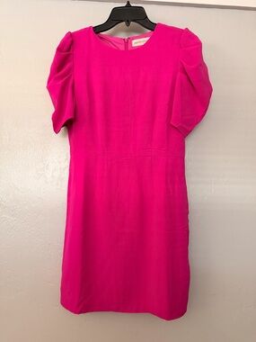 The Pants Store -  Vibrant Pink Puff-Sleeve Mini Dress